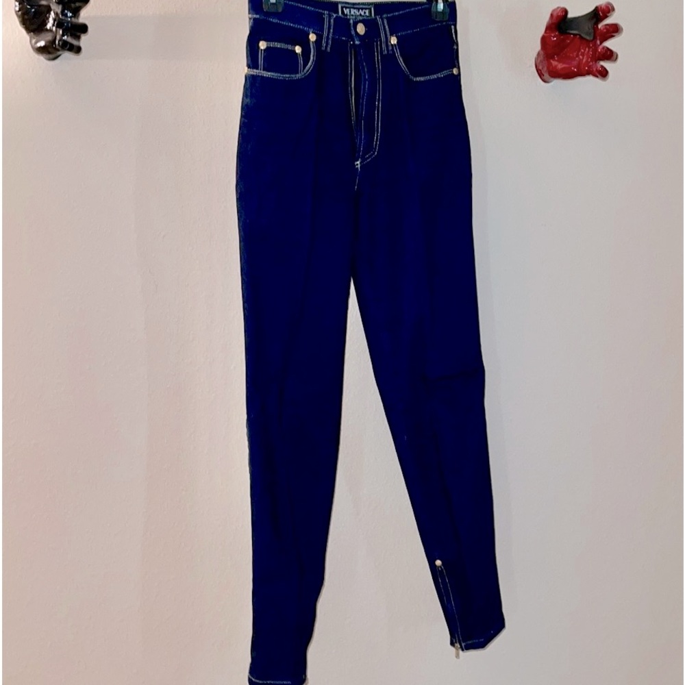 Gianni Versace Vintage Jeans, Dark Blue Premium Denim, Luxury, EUC, High Waist